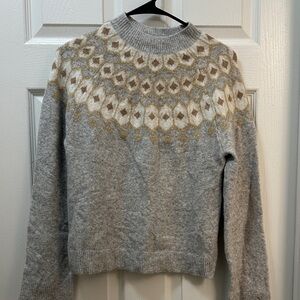 SOLD - J. Crew Gray and Gold Patterned Women's Sweater